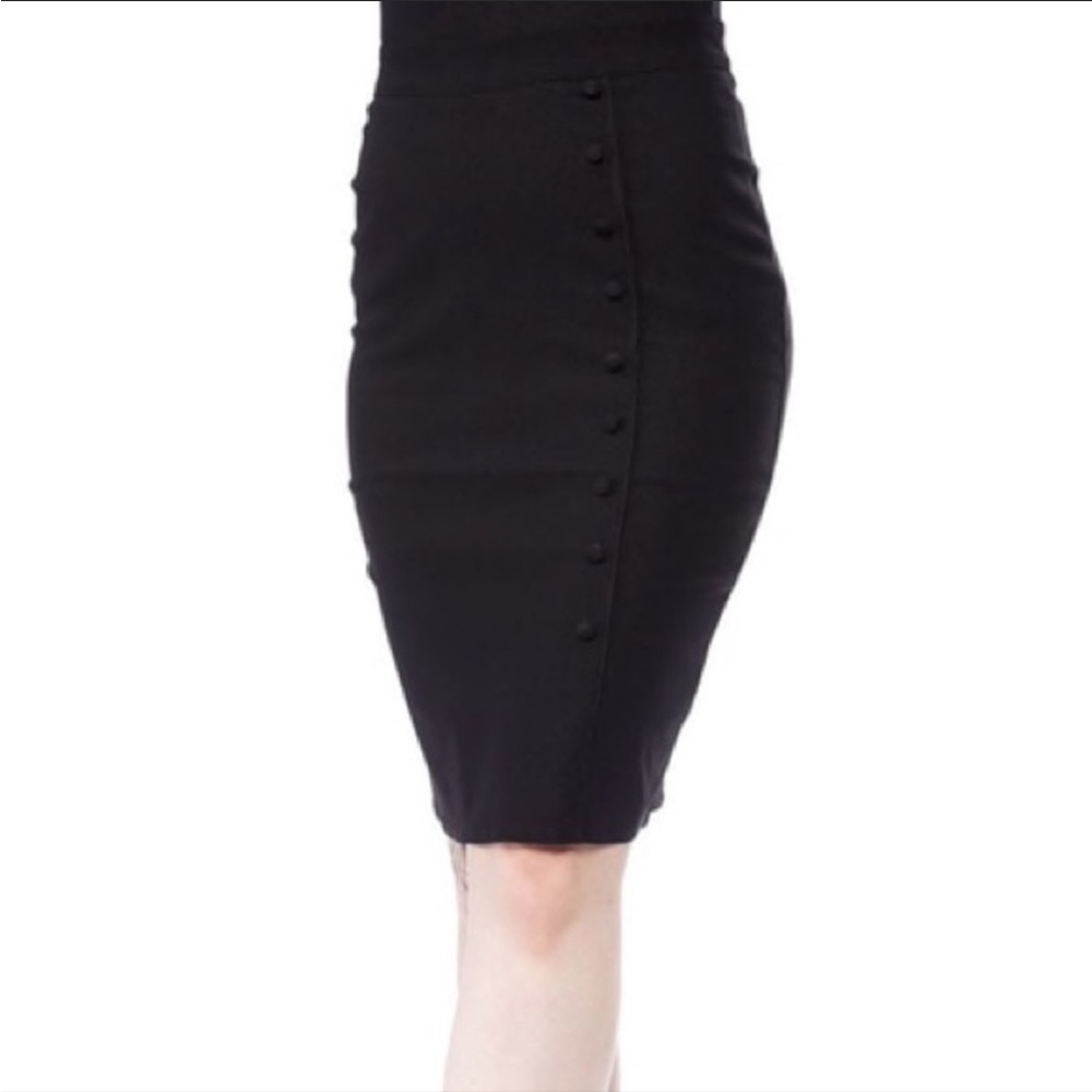 Sourpuss Stretch Pencil Skirt, Black - Picture 2 of 5